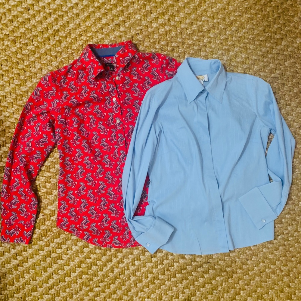 Talbots blouse dress shirt paisley blue top